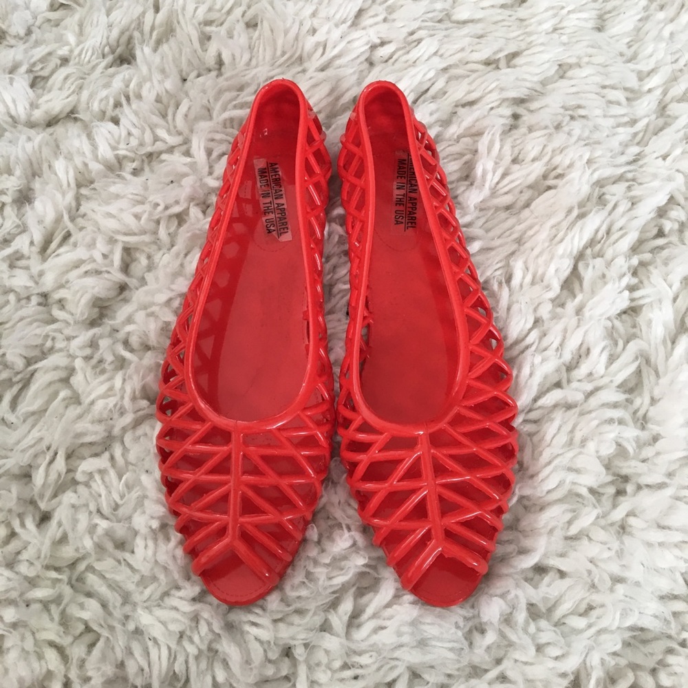 American Apparel Lattice Jelly Peeptoe Flat Sandal