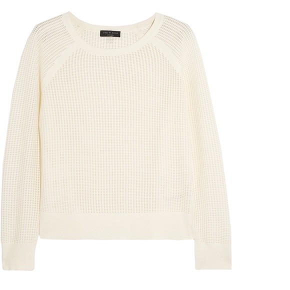 Rag & Bone Shelby Perforated Pullover Vanilla - Picture 2 of 7
