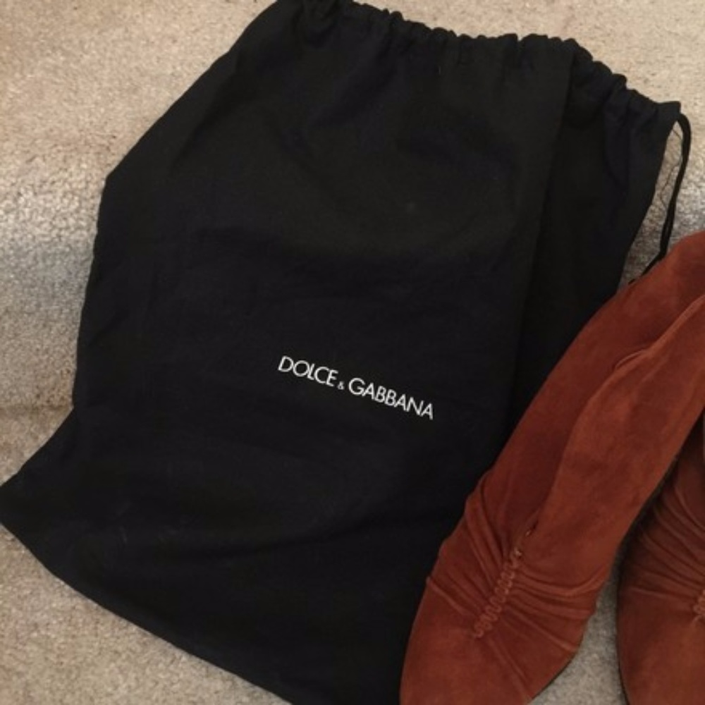Dolce & Gabbana Suede rouched booties Brick color