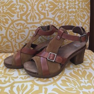 Dansko Dominique Camel Leather Suede Heel 39