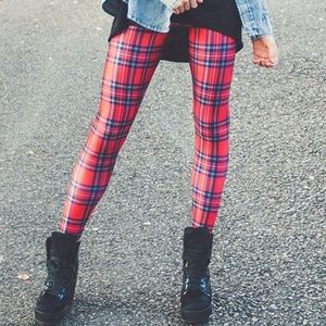 Black Milk red tartan leggings