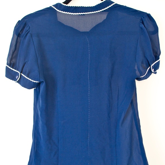 Navy Ruffle Blouse - Picture 2 of 3