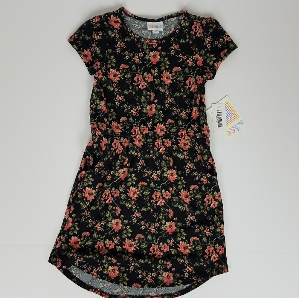 LuLaRoe Mae Black Floral Tunic Dress