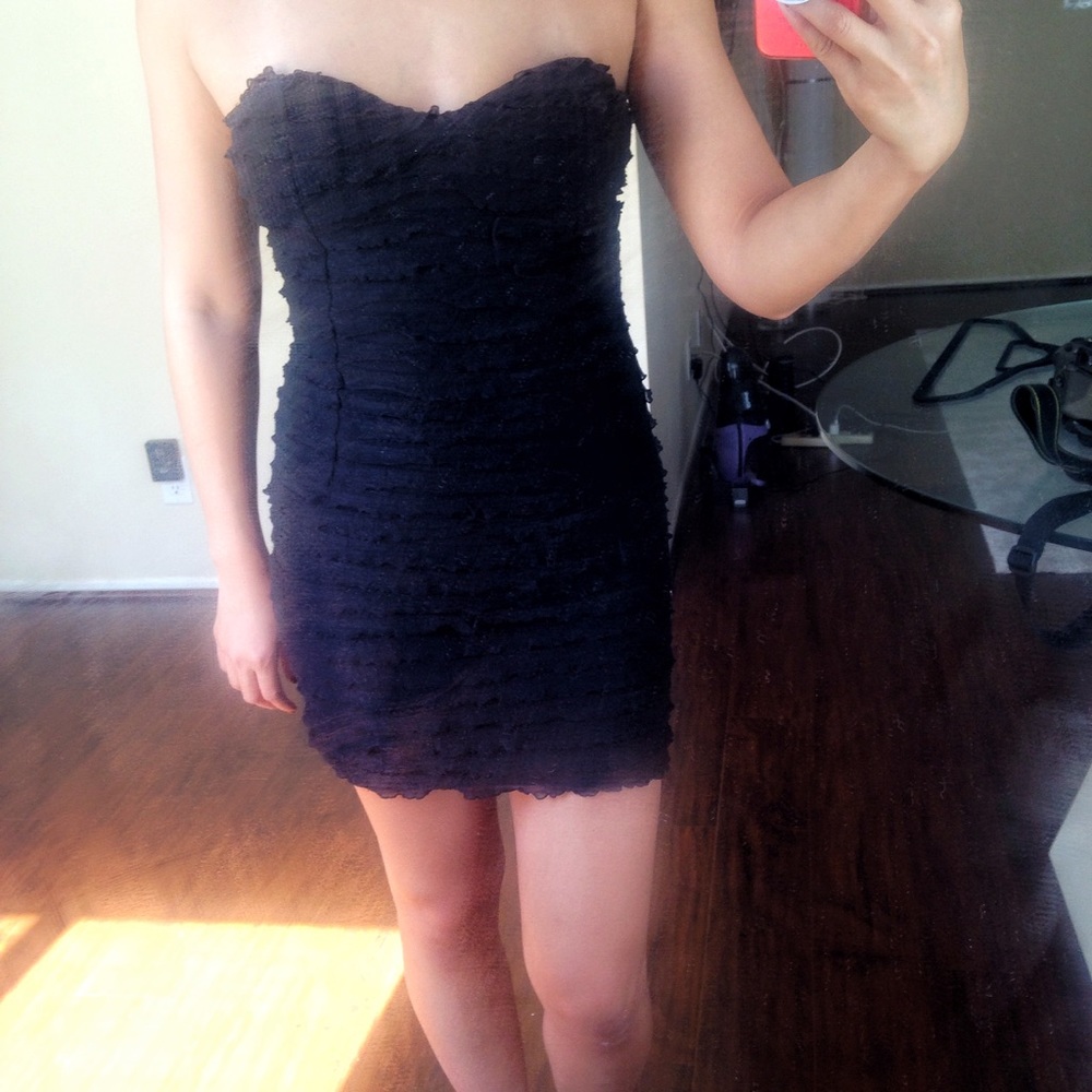 Black Ruffled Bodycon Dress