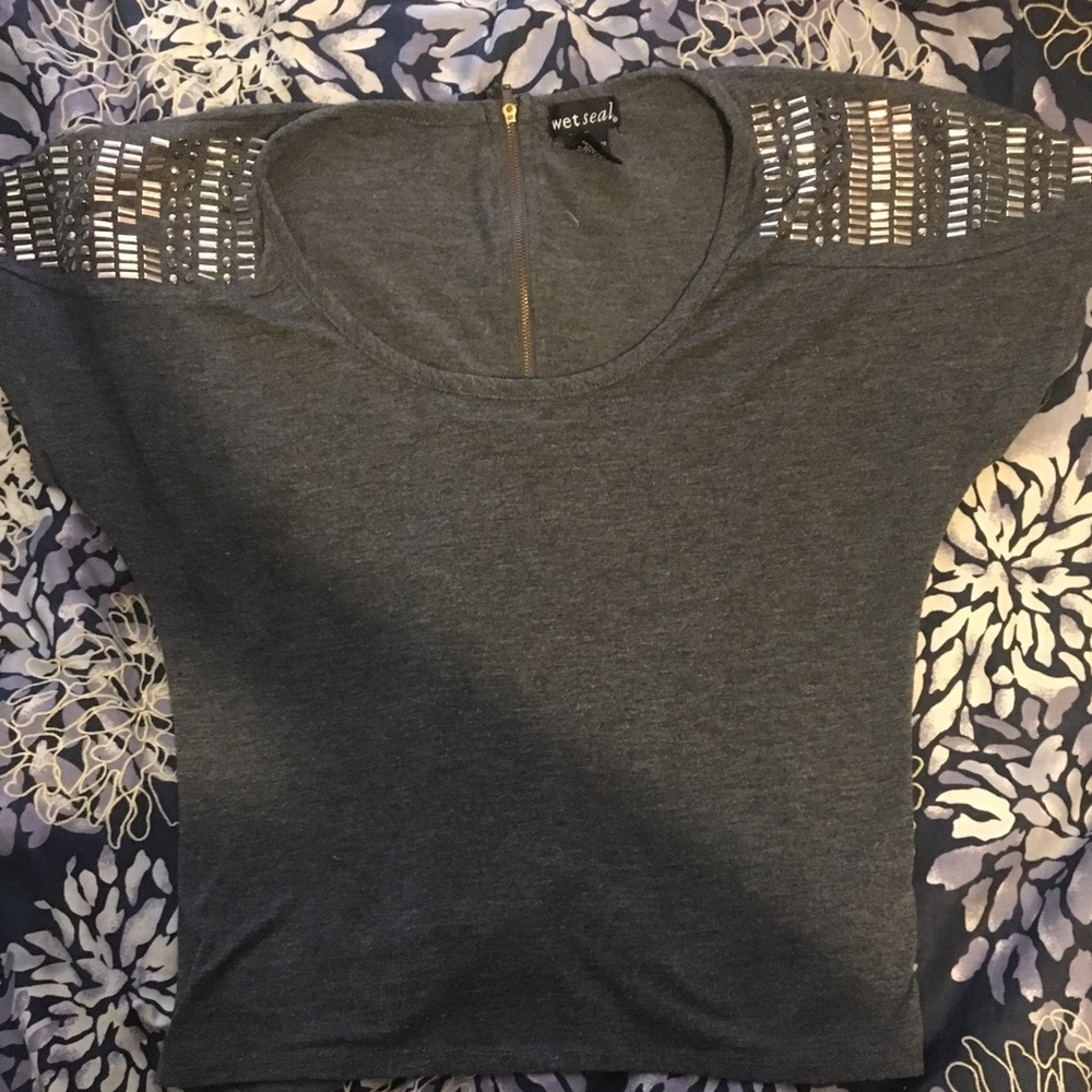 Wet seal shoulder studded shirt