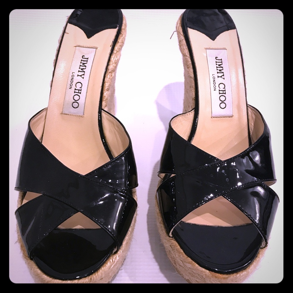 Jimmy Choo classic patent wedge sandal