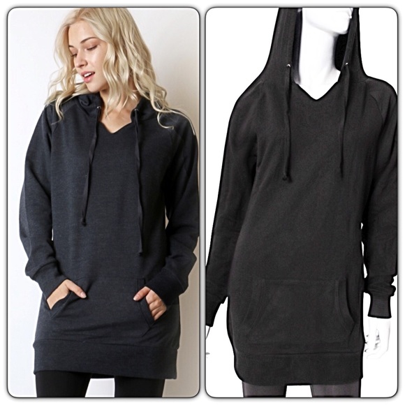 Tops - Extra Long Slimming Fleece Hoodie Tunic Small