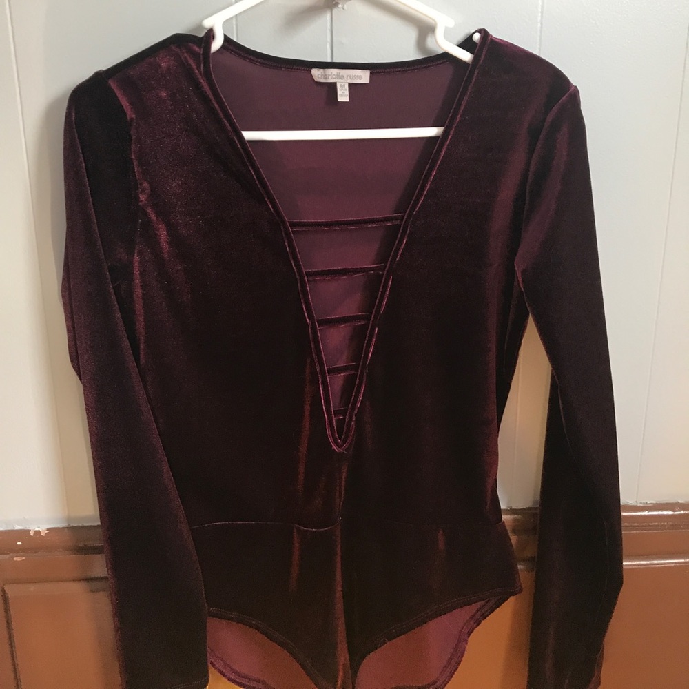Maroon Velvet Bodysuit