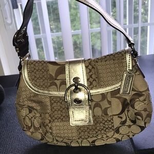 Gold and Tan Coach Handbag