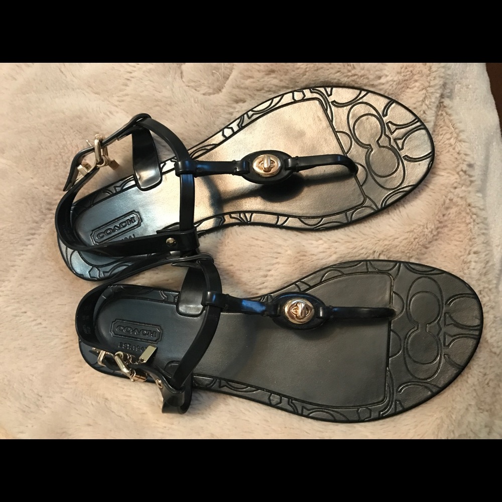 Coach black rubber sandals