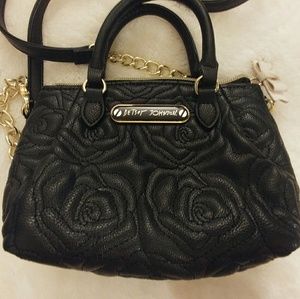Small black floral Betsy Johnson bag