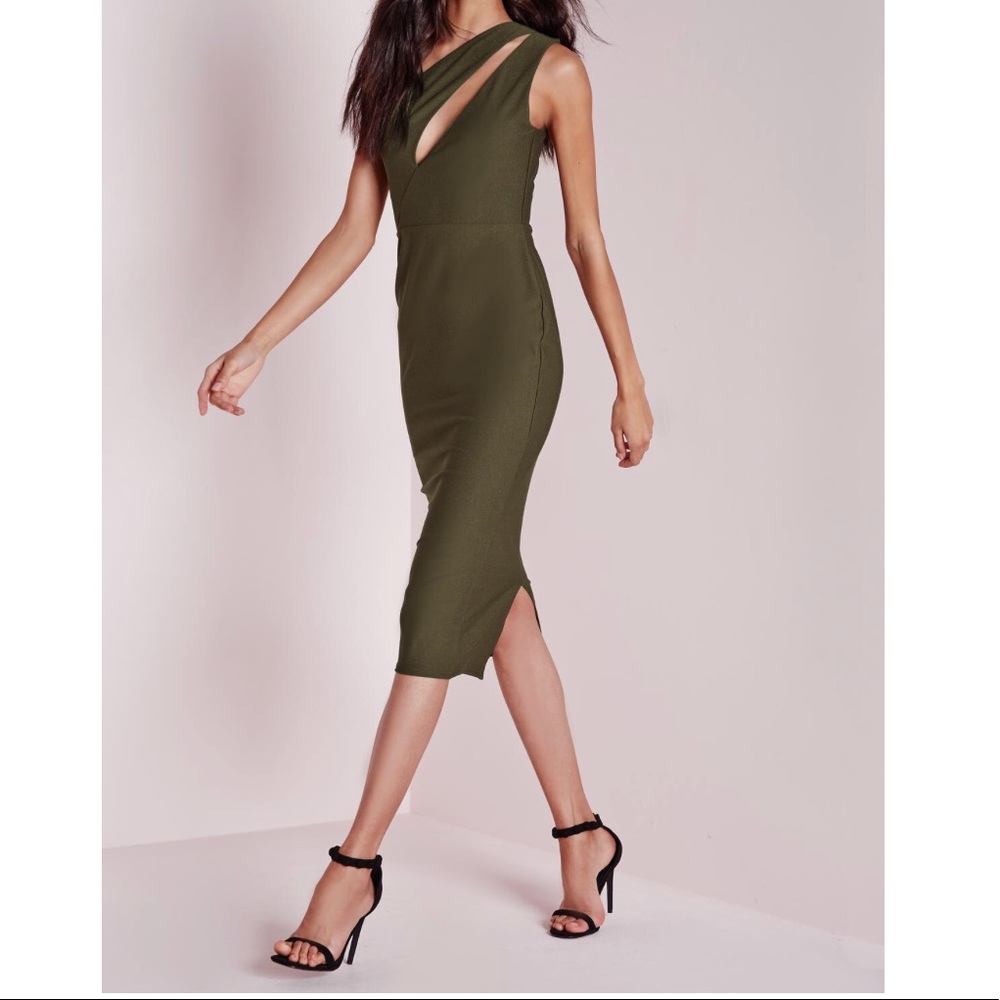 One shoulder split midi dress