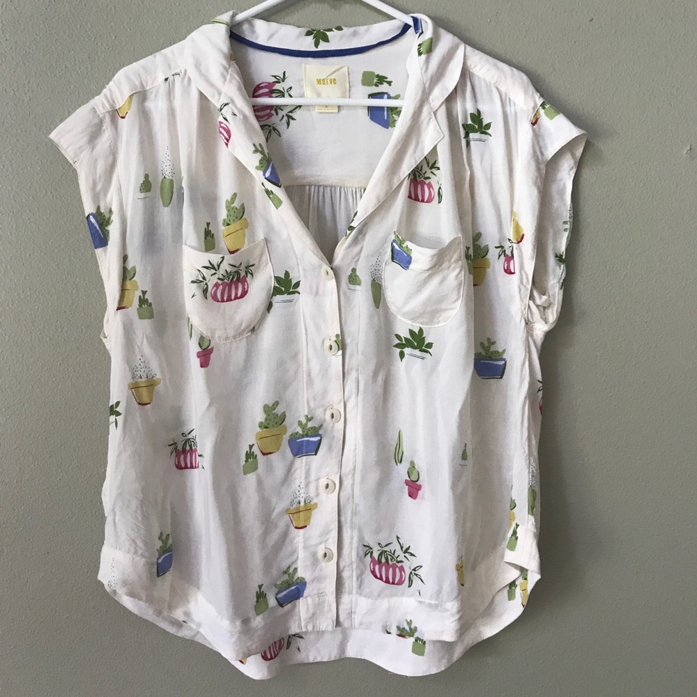 Anthropologie (Maeve) succulent button up