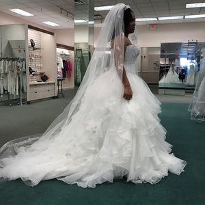 Wedding dress size 10 with veil