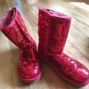 UGG red sequence classic boot