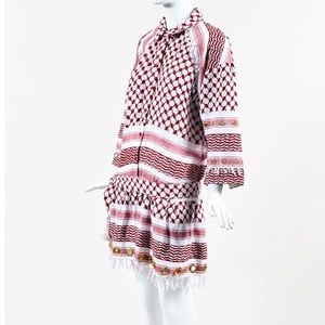 DODO BAR OR
RED EMBROIDERED GROMMET BELTED ROMPER