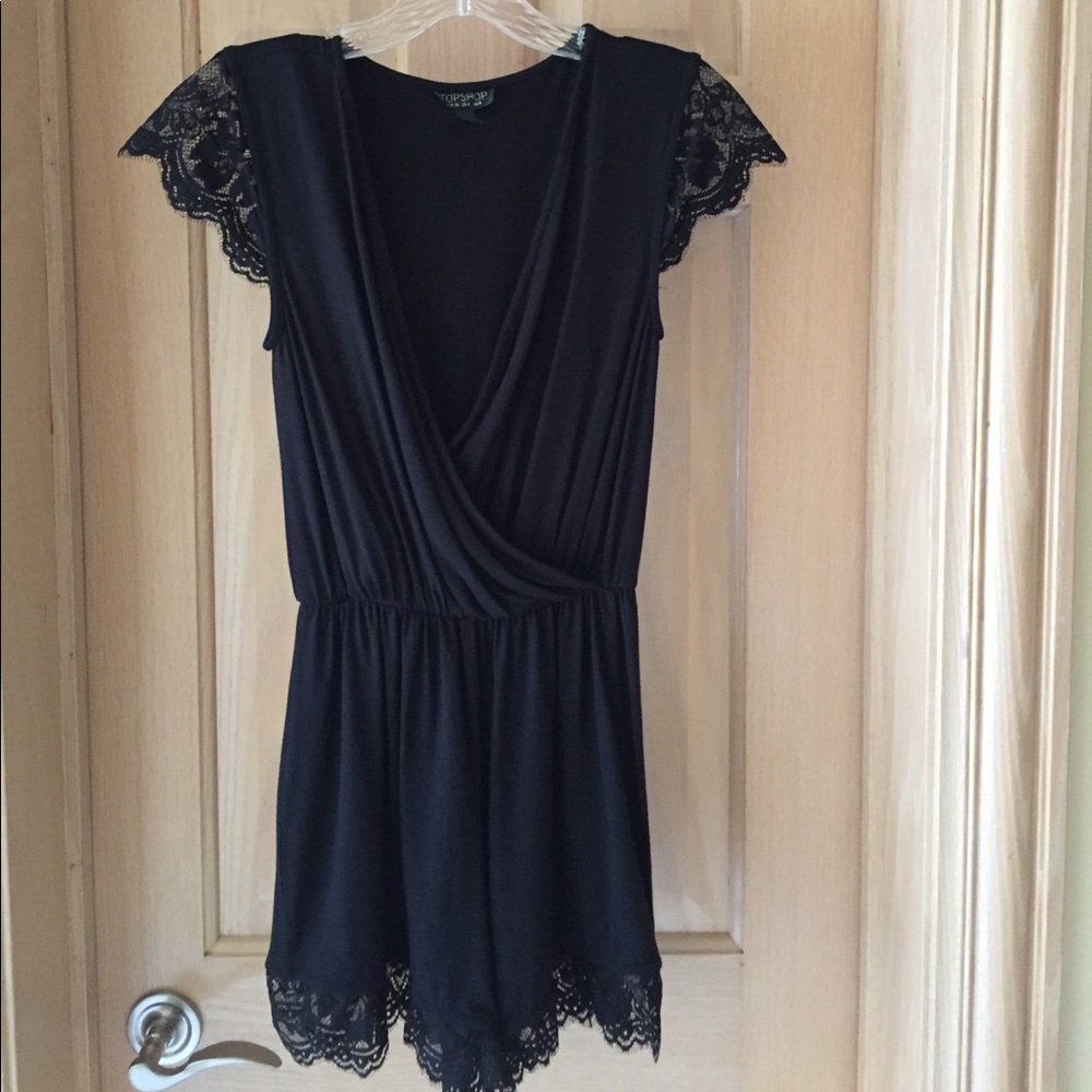 Topshop black romper with lace detail