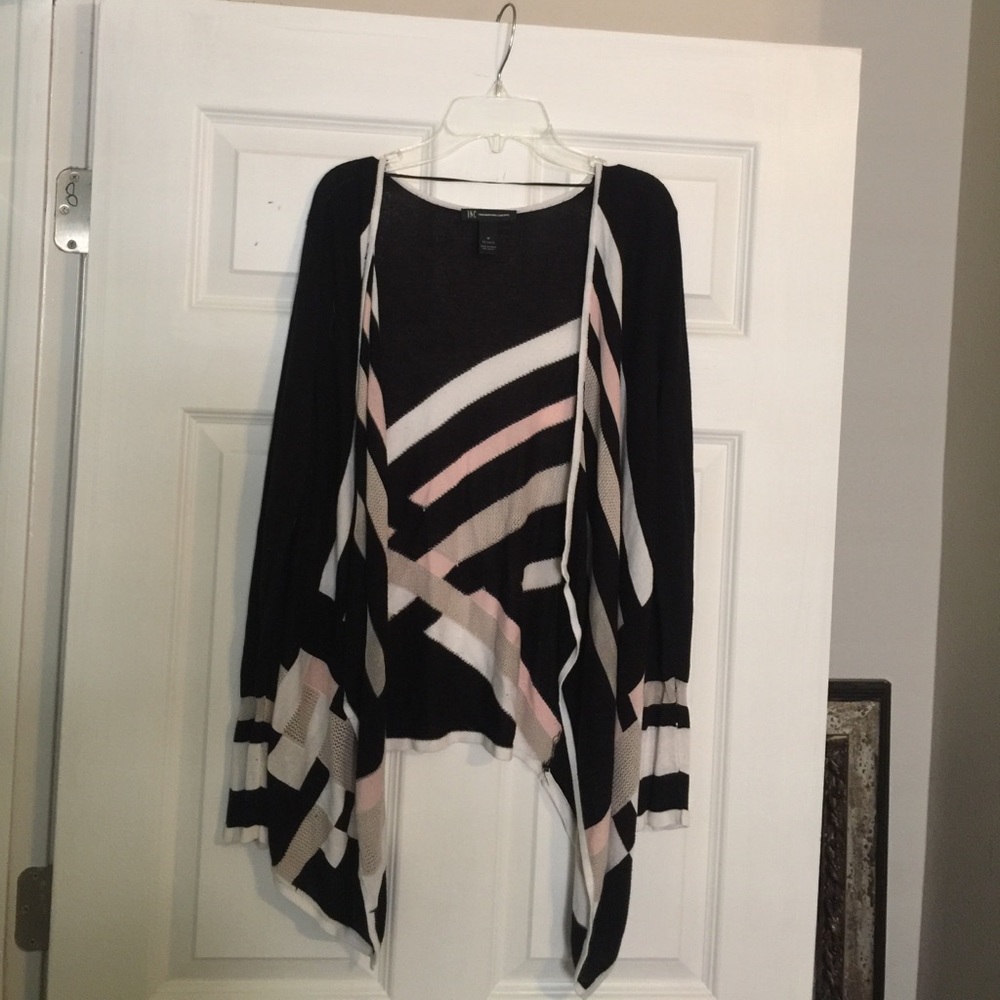 International concepts striped cardigan