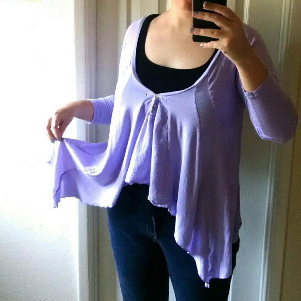 Amana Flowy Purple Modal Hi Lo Long Sleeve Top