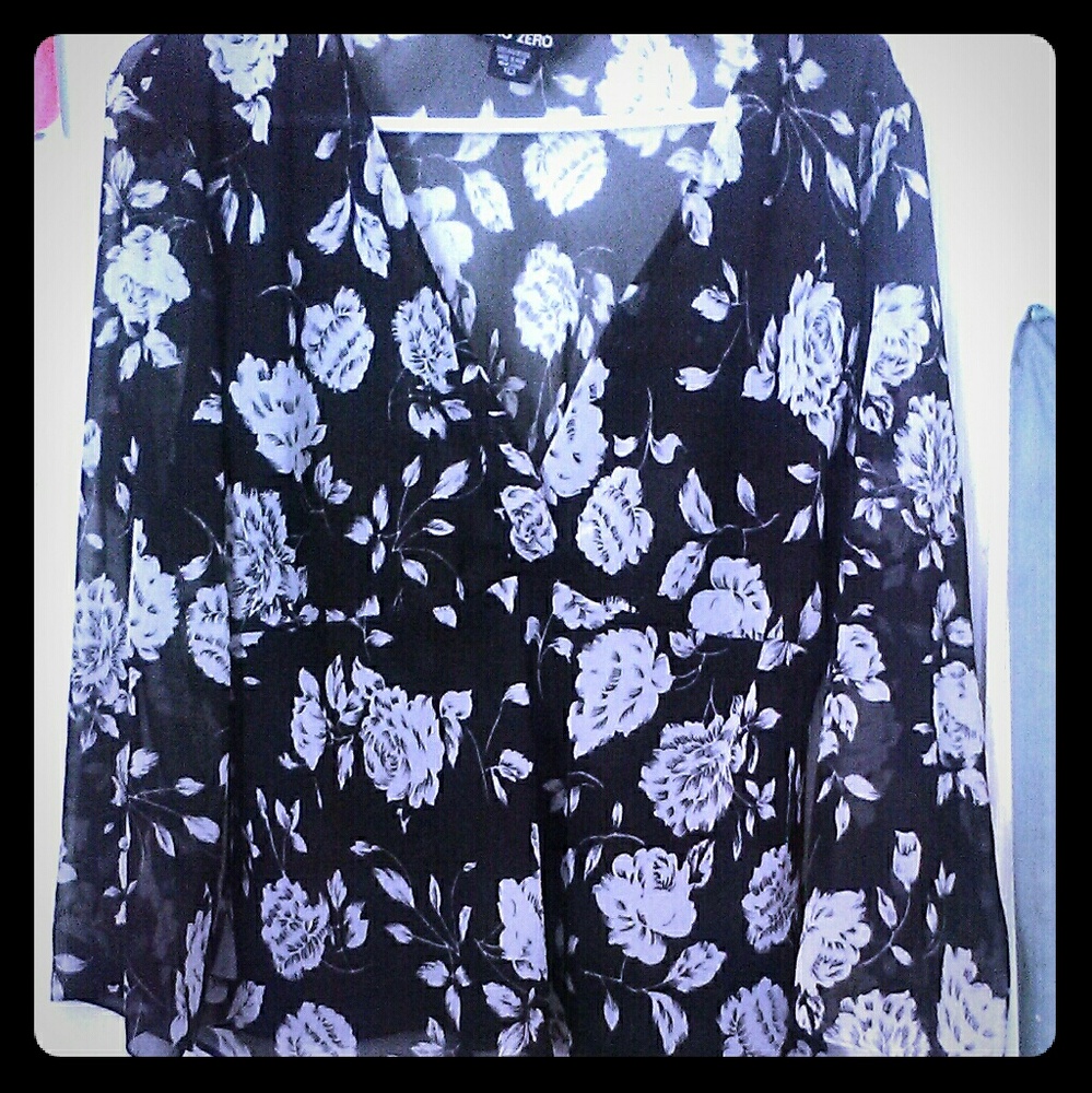 Sheer Black Floral Top