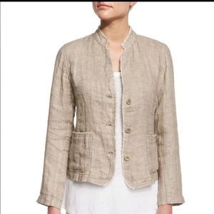 Eileen Fisher Organic Linen Mandarin Collar Jacket