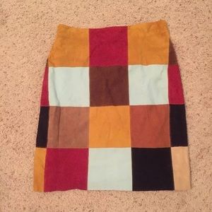 Wills River Co Leather Suede Patchwork Skirt 10