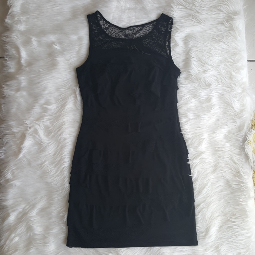 Nine west ruffle black dress