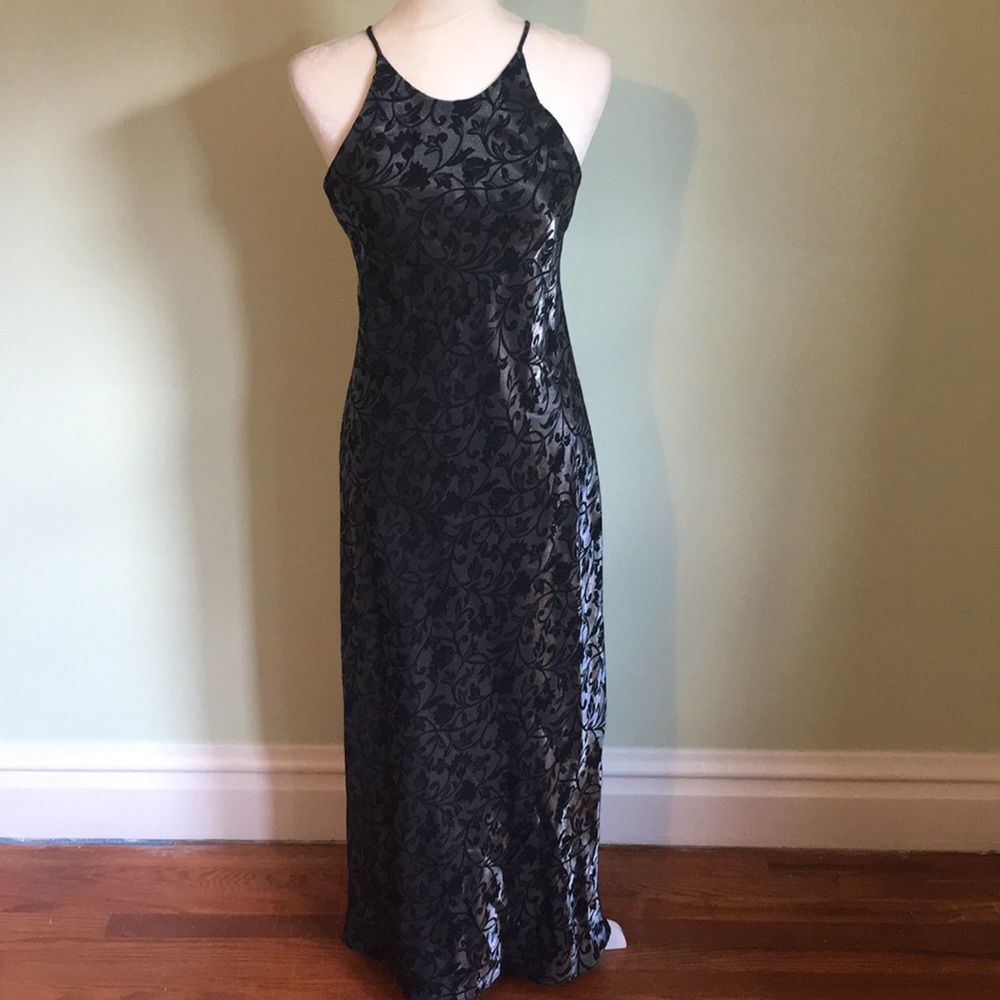 Vintage All that Jazz gray and black formal gown.