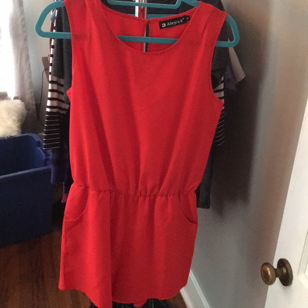 Bright red romper