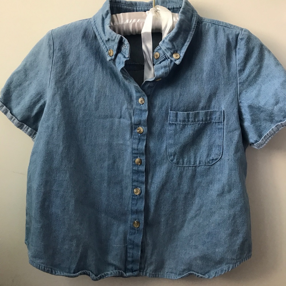 Button up jean crop top