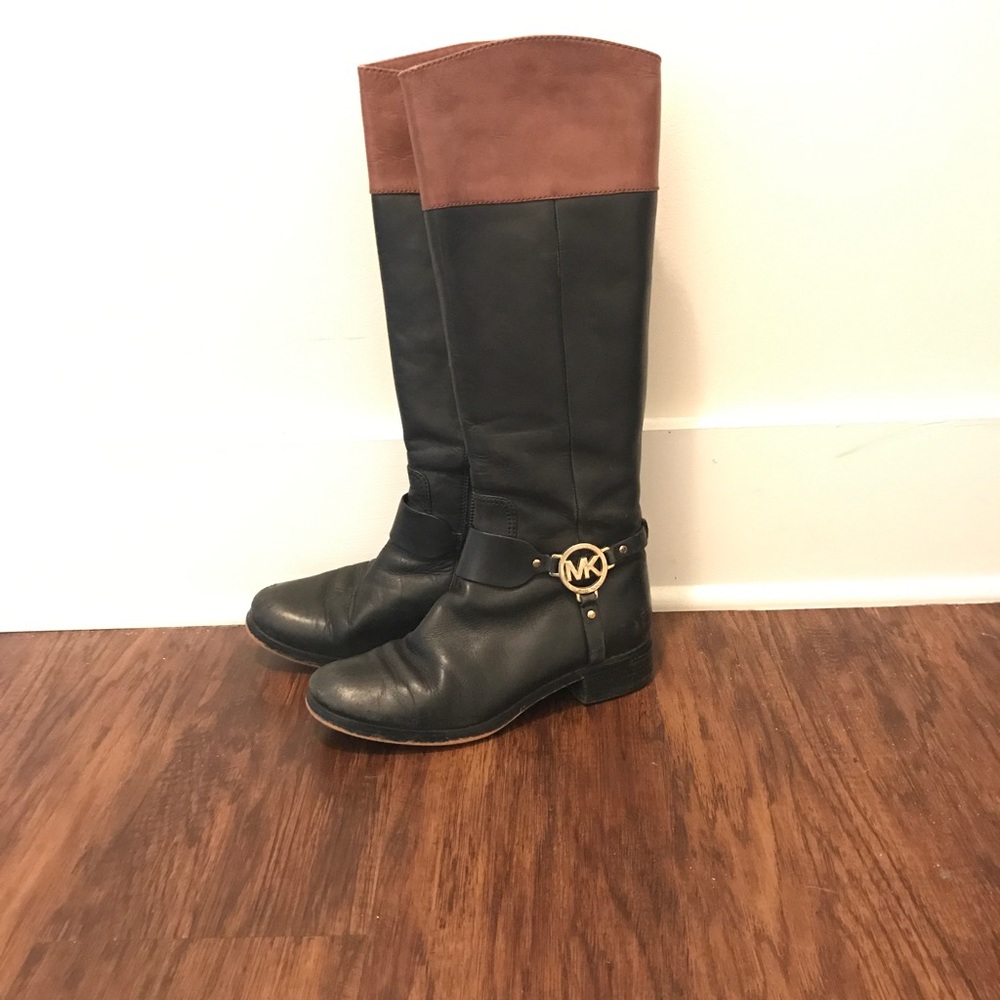 Michael Kors- Black and Brown Leather Boots
