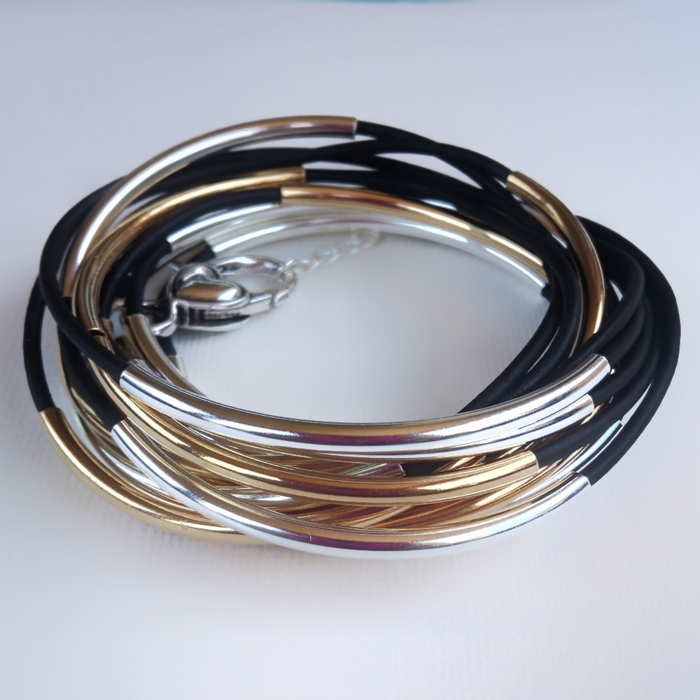 **SOLD OUT** Silver/Gold Plated Leather Bracelet