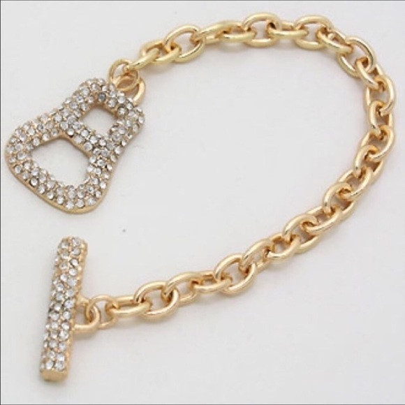 BRACELET Crystal Belt Buckle Chain. Gold Tone - Picture 2 of 2