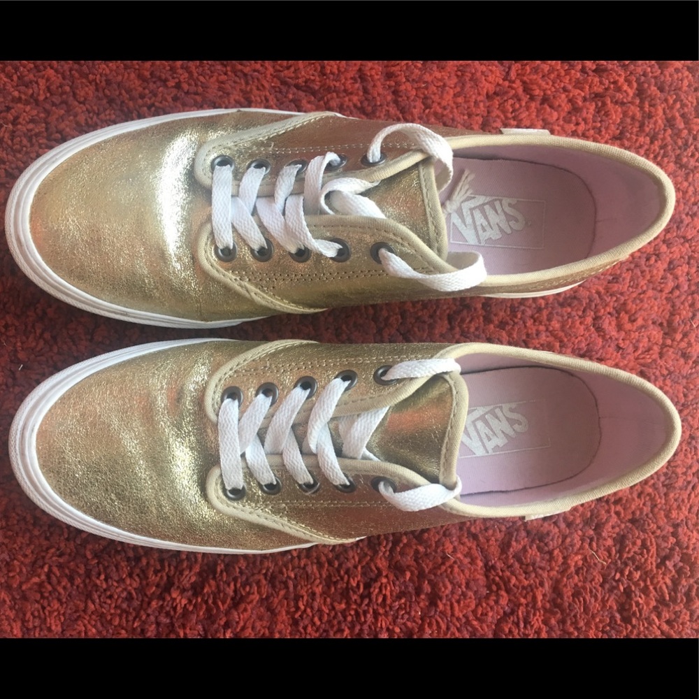 Metallic Gold Lace-Up Vans