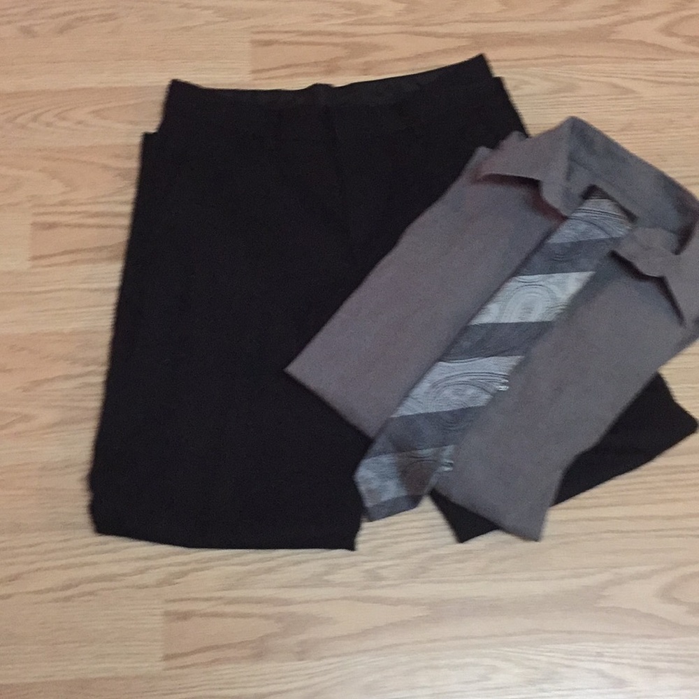 EUC sz 12R boys Van Heusen black flat front pants