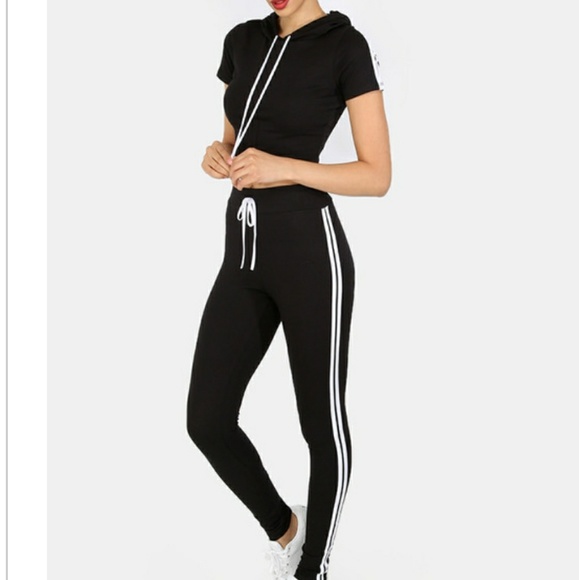 Last XL• Sporty Crop Matching Jumpsuit Set - Picture 3 of 5