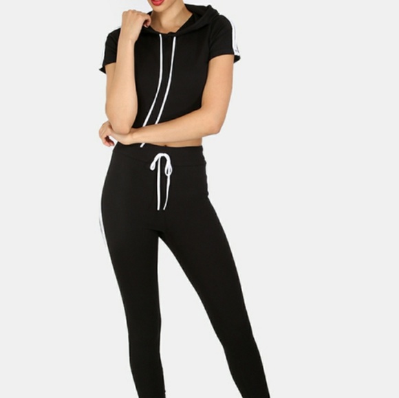 Last XL• Sporty Crop Matching Jumpsuit Set - Picture 4 of 5