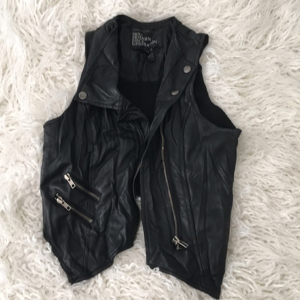 Black Vegan Leather Vest