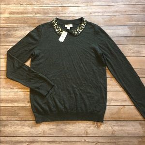 LOFT Beaded Collar Sweater