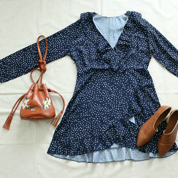 Ellie Dotted Day Dress in Navy - Picture 6 of 6