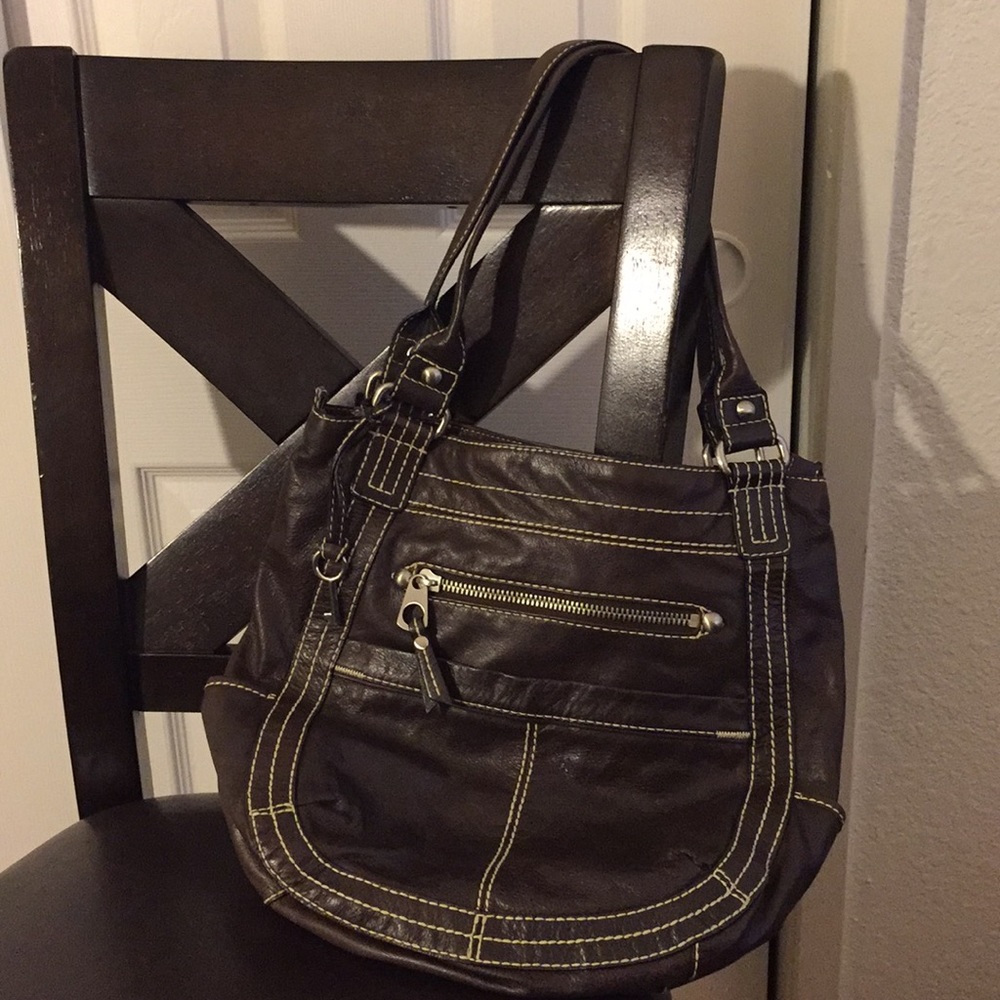 Fossil brown leather shoulder bag