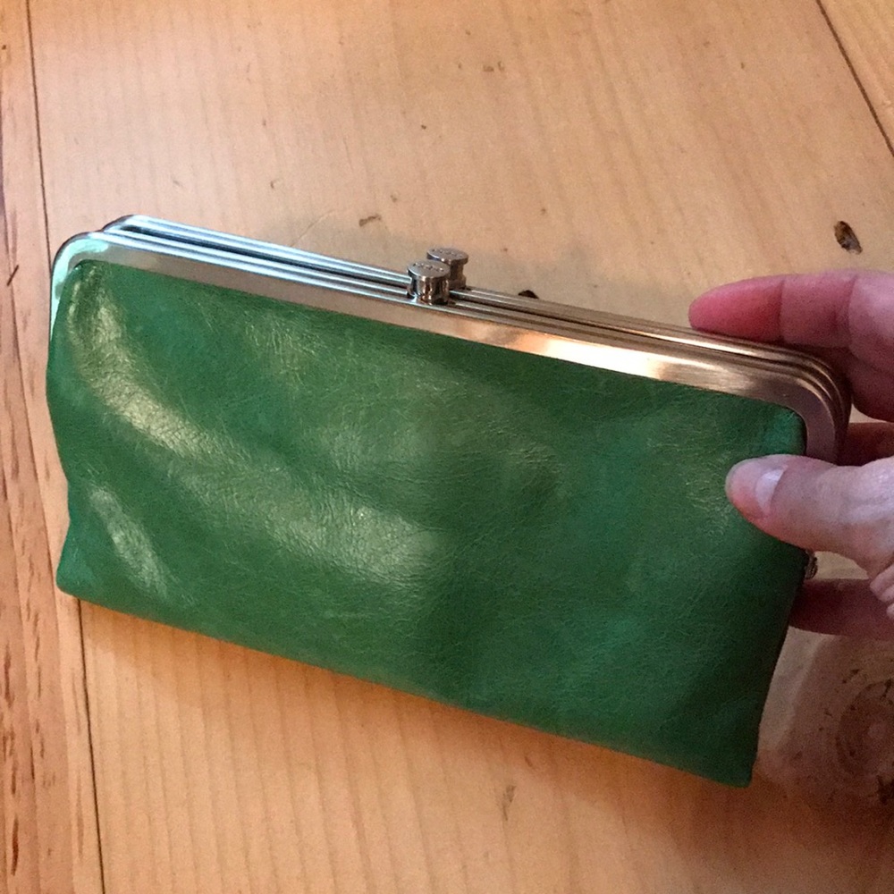 Green leather Hobo Wallet, New