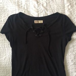 (SOLD) lace up black tee
