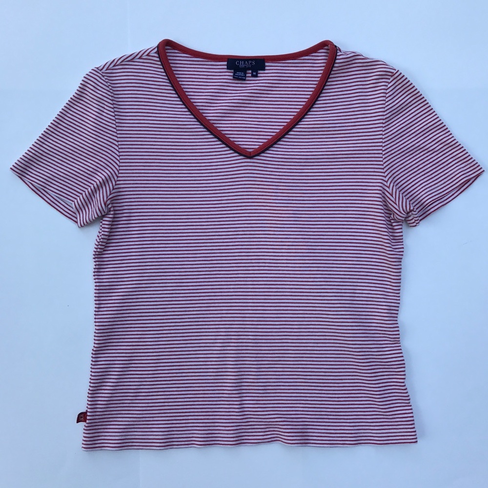 Caps Retro Red and White Striped Tee Shirt