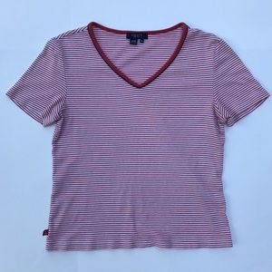 Caps Retro Red and White Striped Tee Shirt