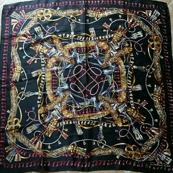 Vintage Oscar De La Renta Studio Multicolored Fringed Silk  Vintage Oscar Dela Renta Scarf