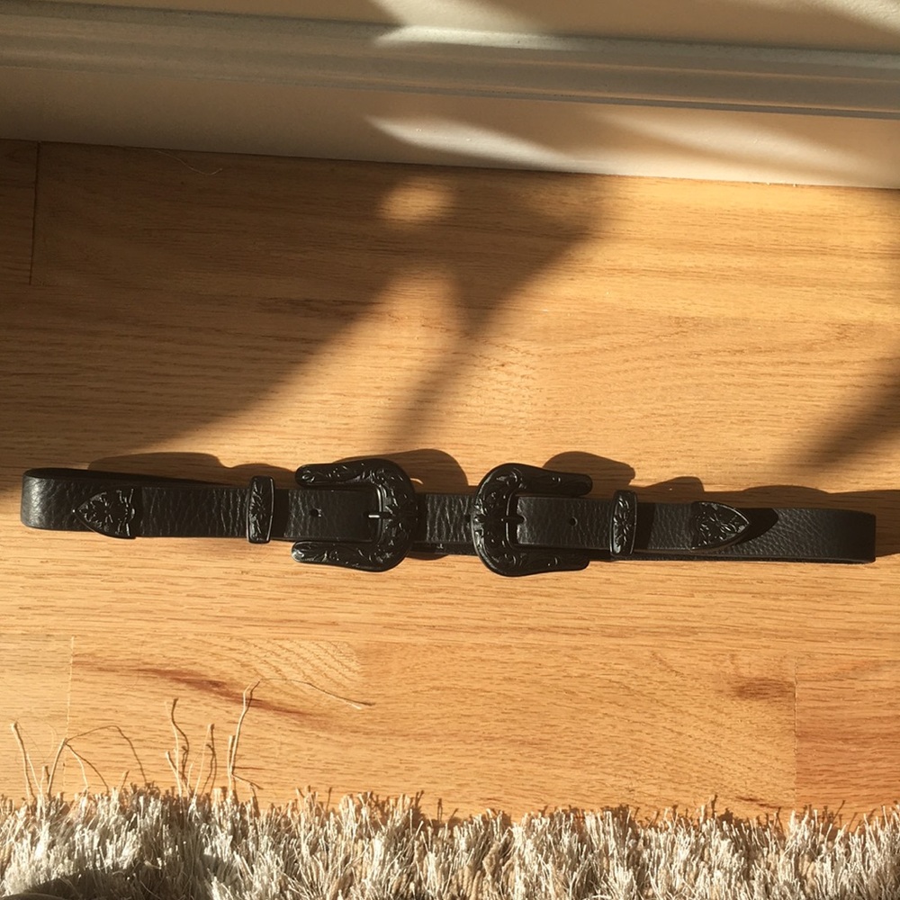 B-Low The Belt Double buckle black leather belt