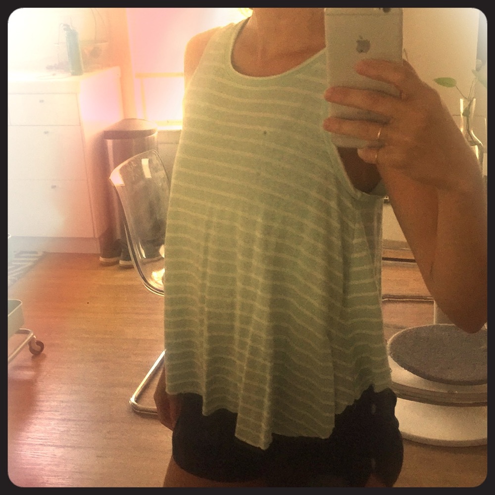 Teal Striped Open-back top