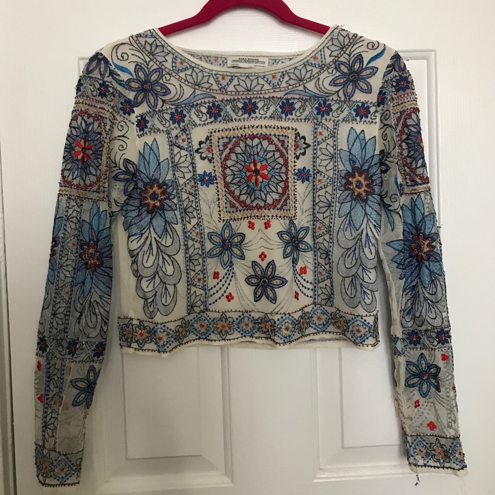 Embroidered crop top