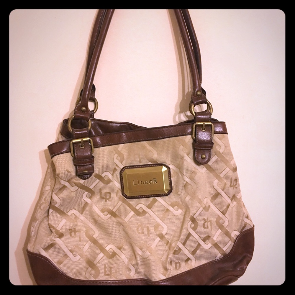 EUC Brown 3 compartment purse with middle zipper